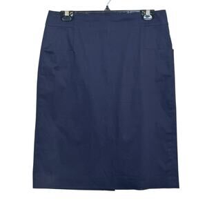 Tory Burch Size 10 Navy Blue Stitching Detail Pockets Pencil Skirt